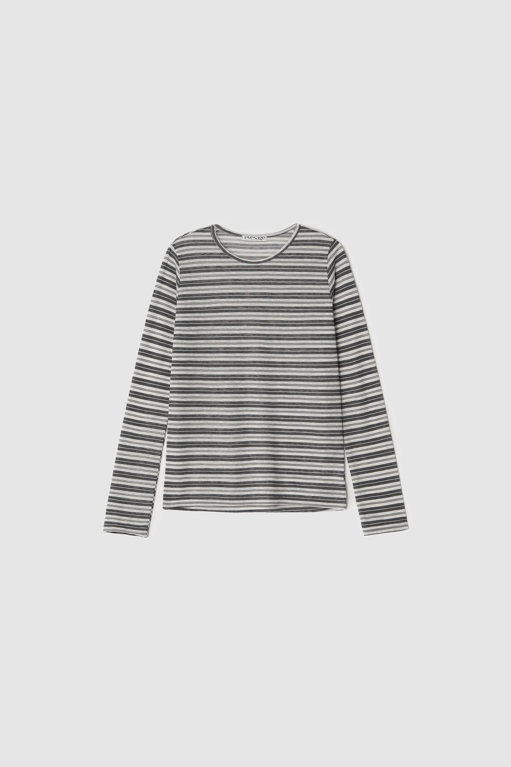 SHEER STRIPE TEE - GREY