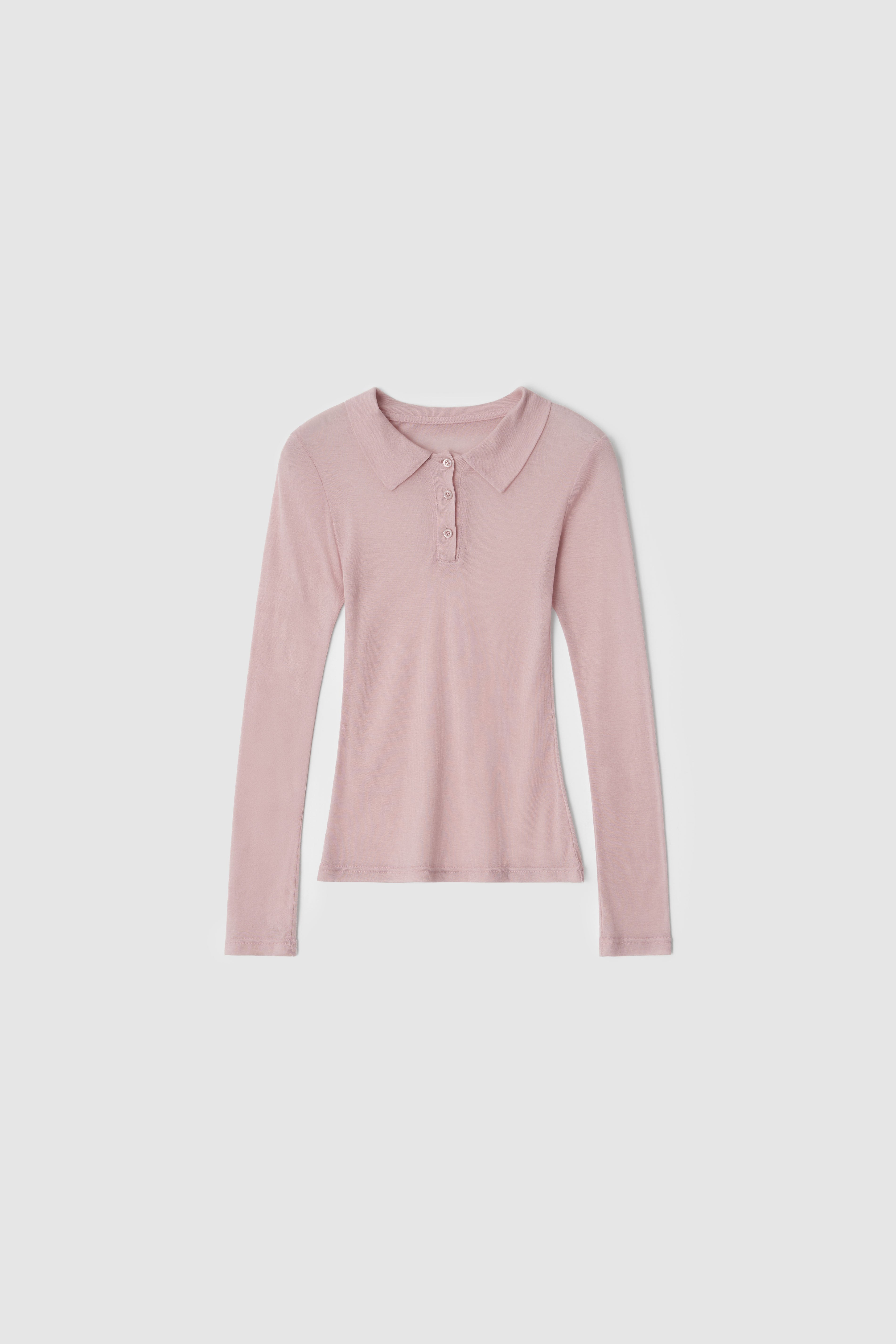 SEETHROUGH POLO TEE - PINK