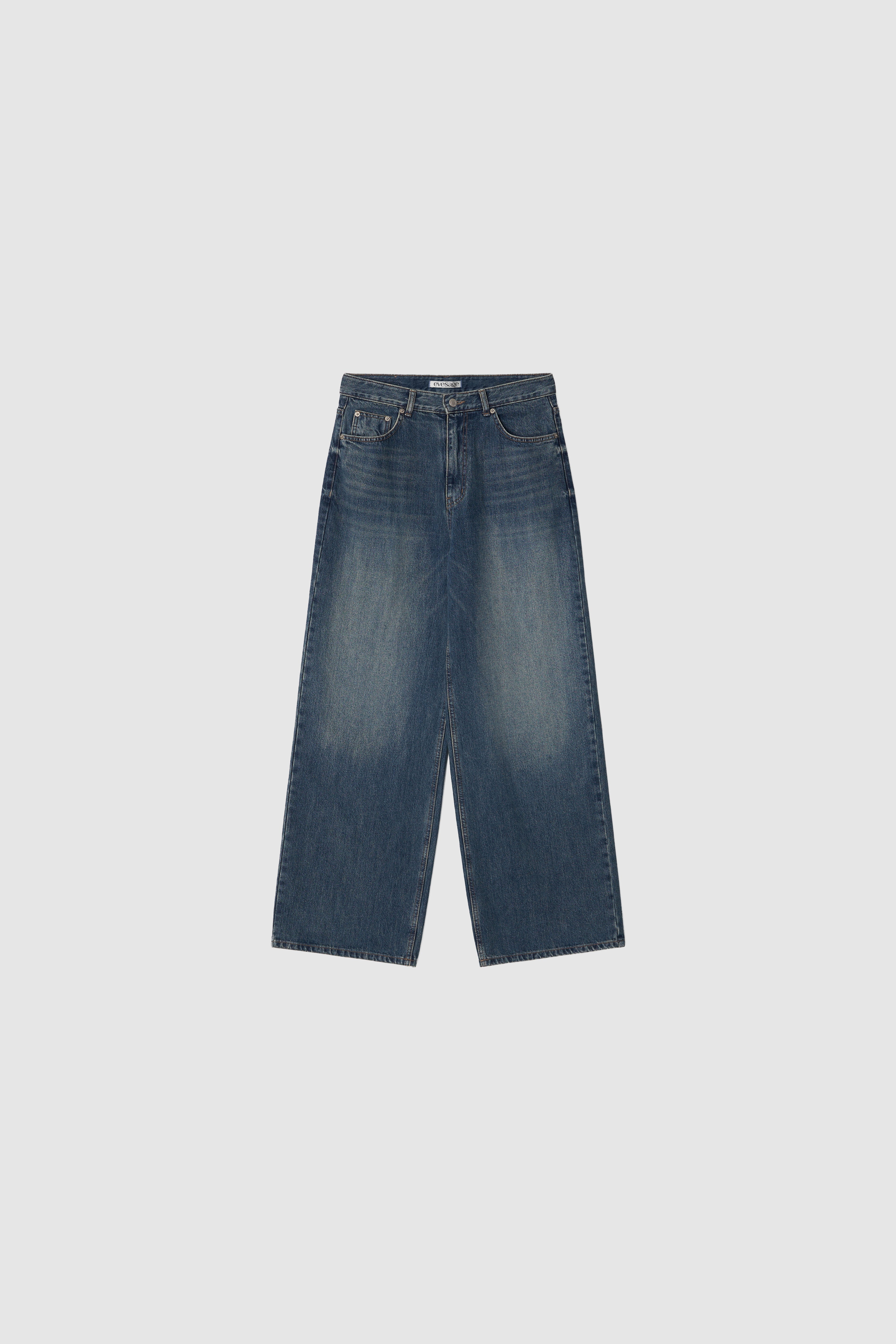 LOW RISE WIDE DENIM - DEEP BLUE
