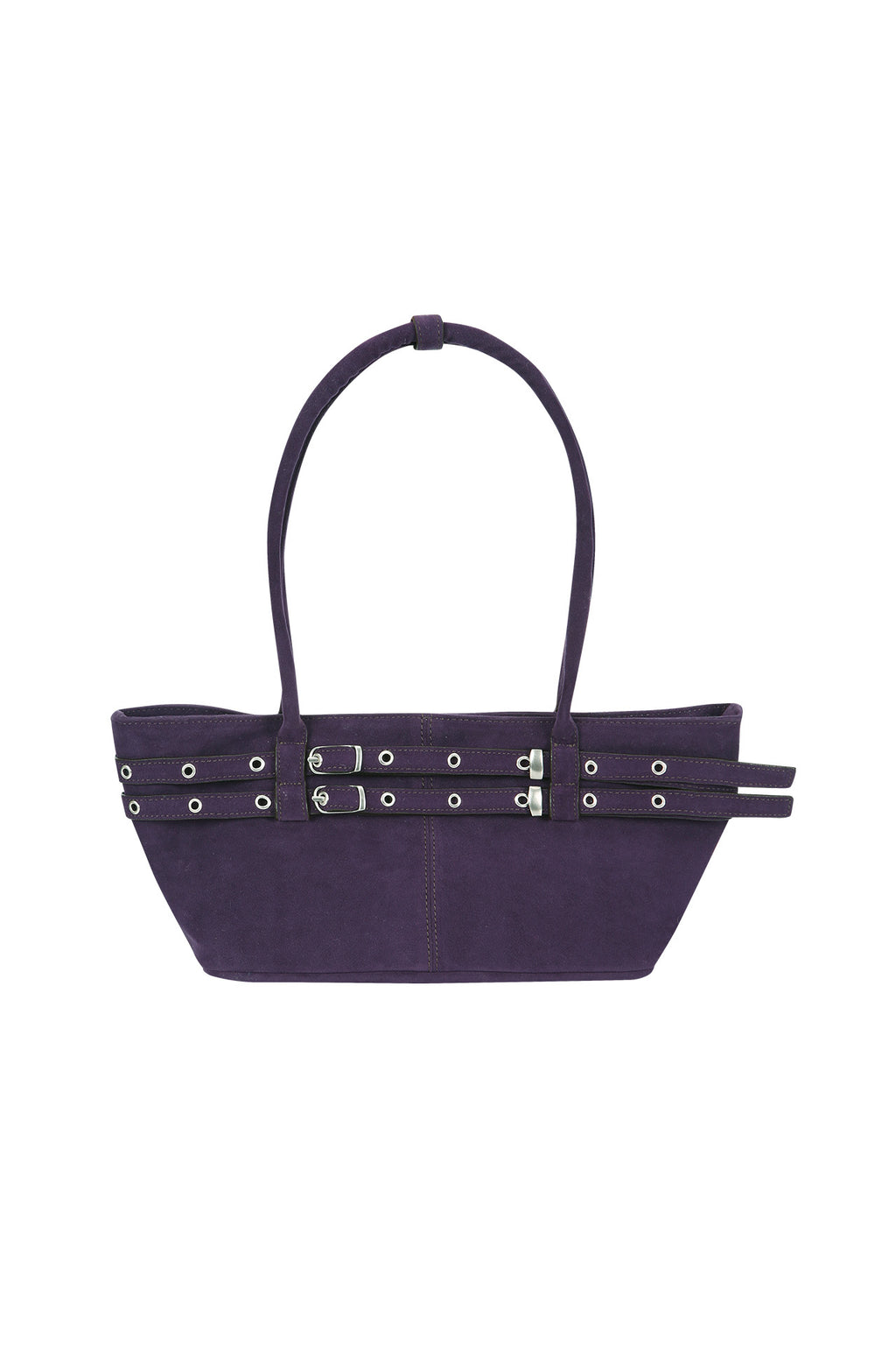 Mini belted boat bag (suede grape)