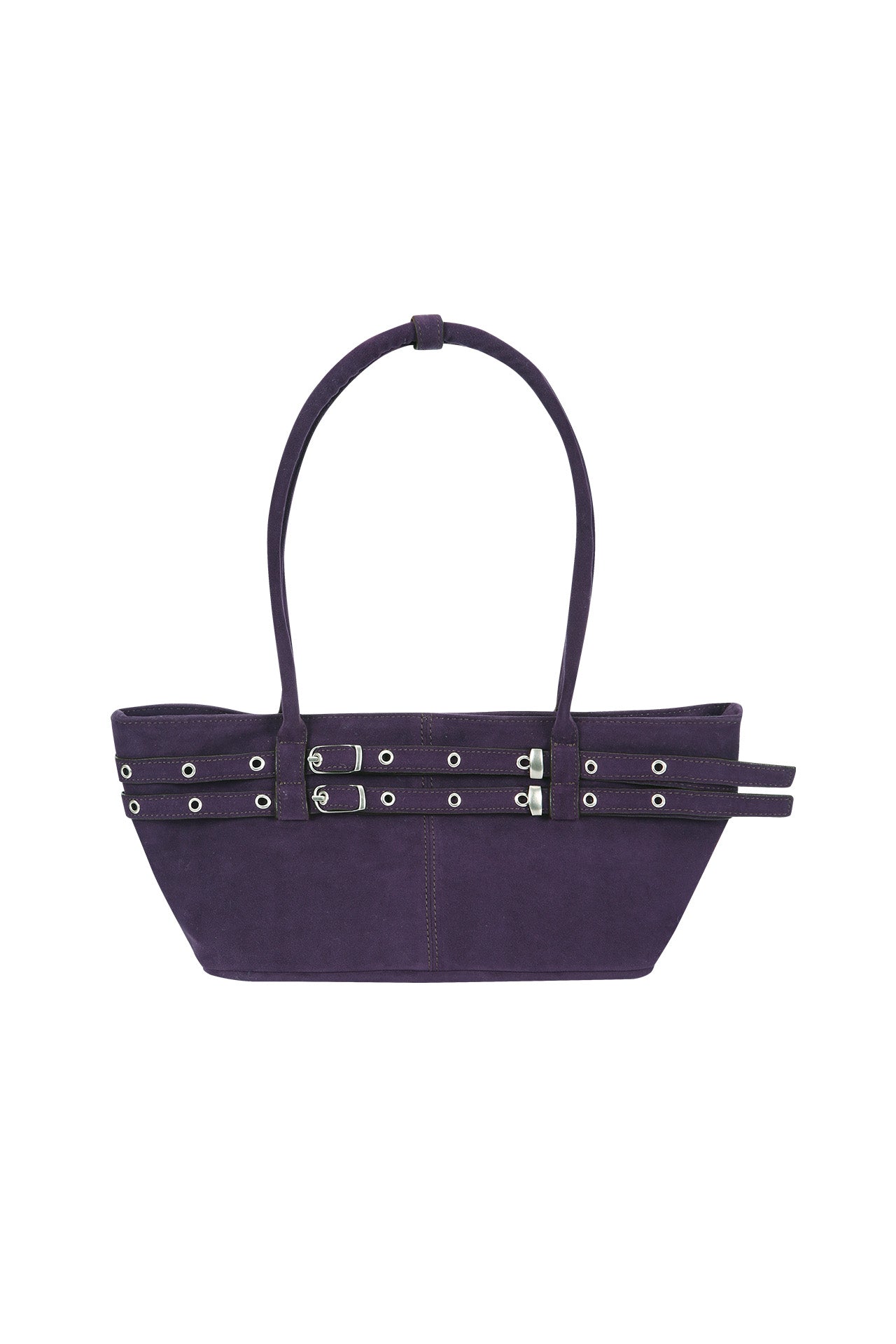 Mini belted boat bag (suede grape)