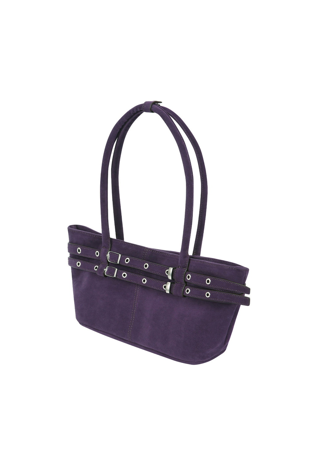 Mini belted boat bag (suede grape)