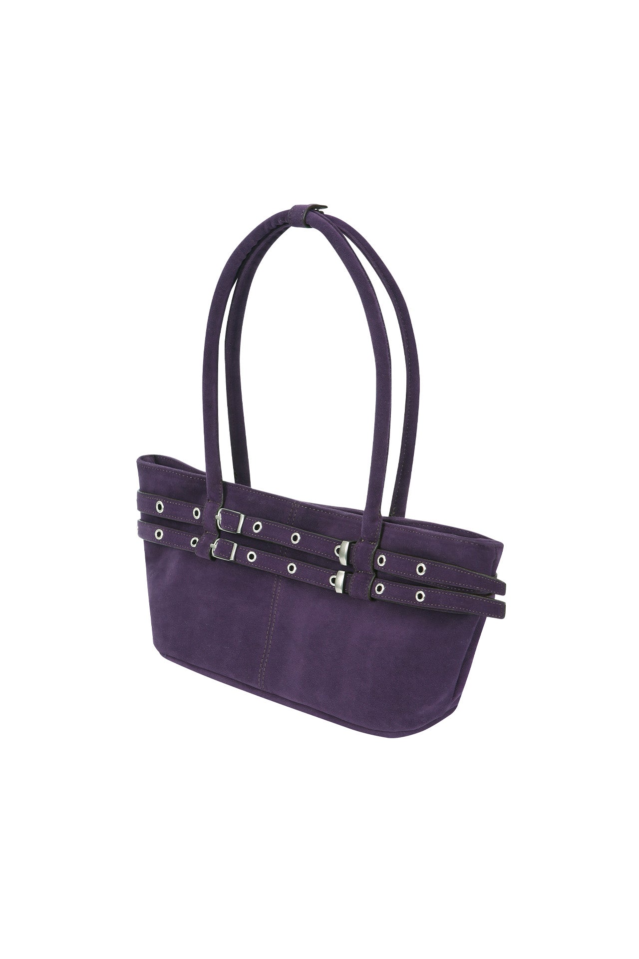 Mini belted boat bag (suede grape)