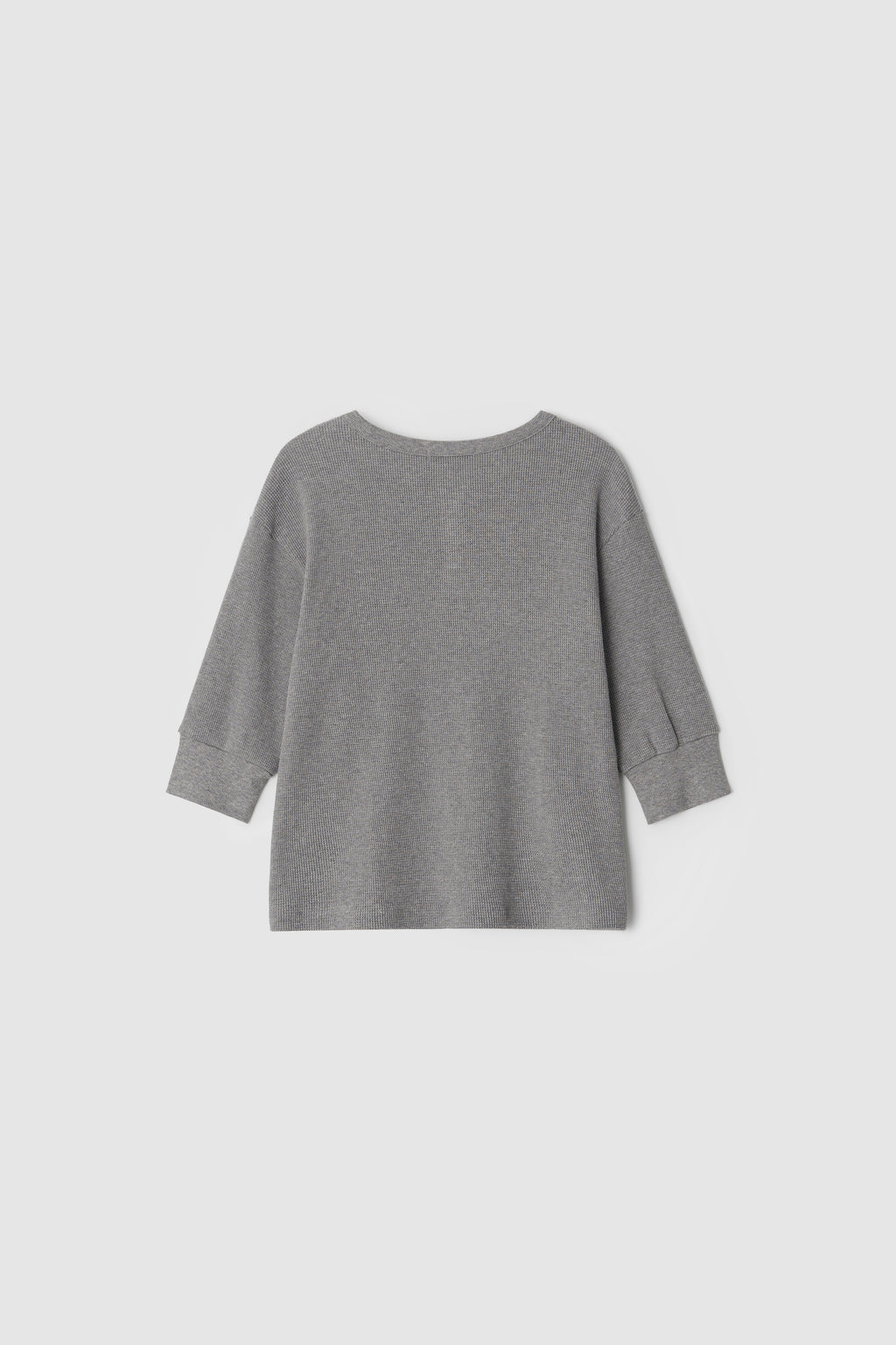 HENLEY NECK WAFFLE TEE - GREY