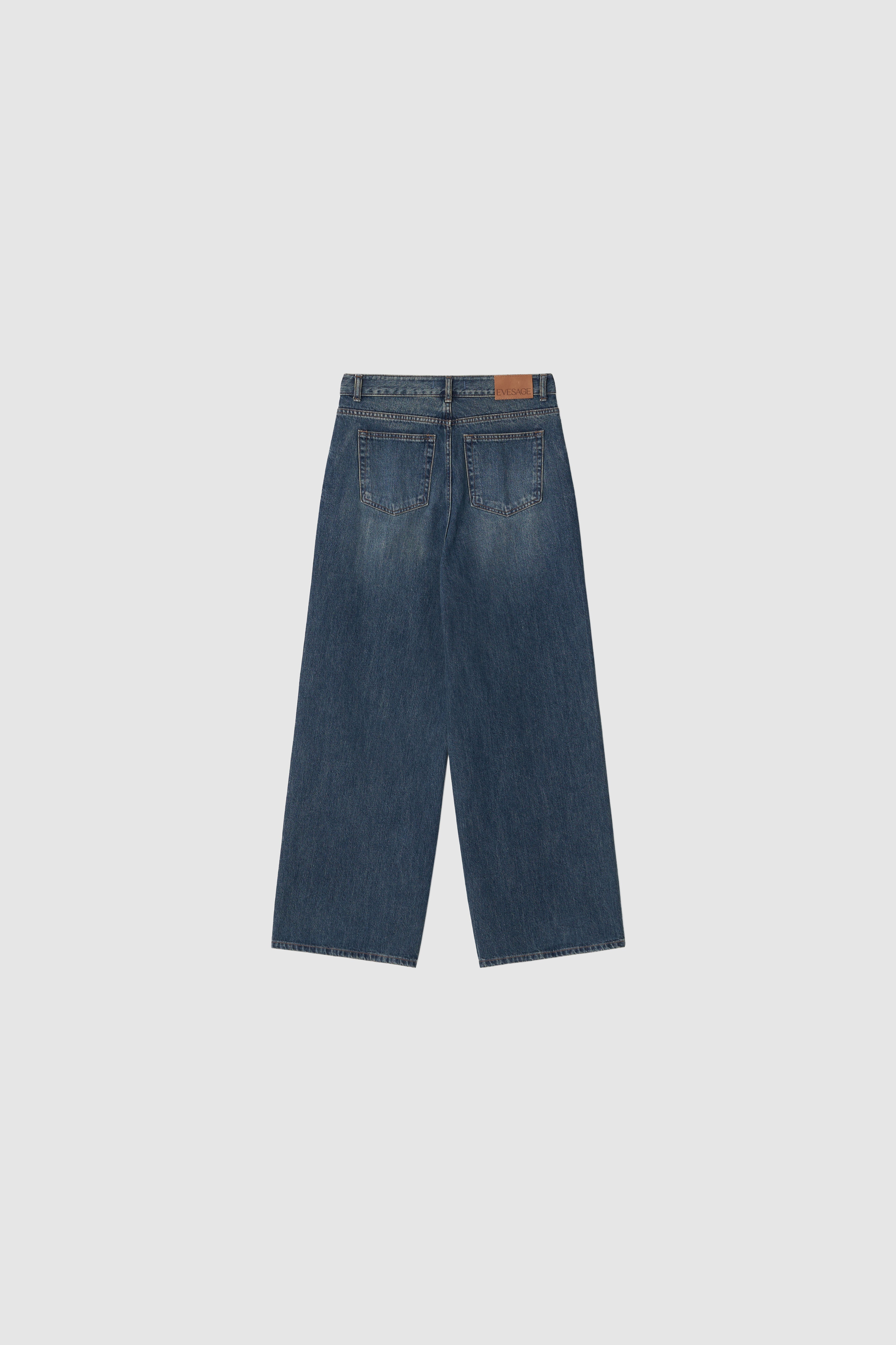 LOW RISE WIDE DENIM - DEEP BLUE