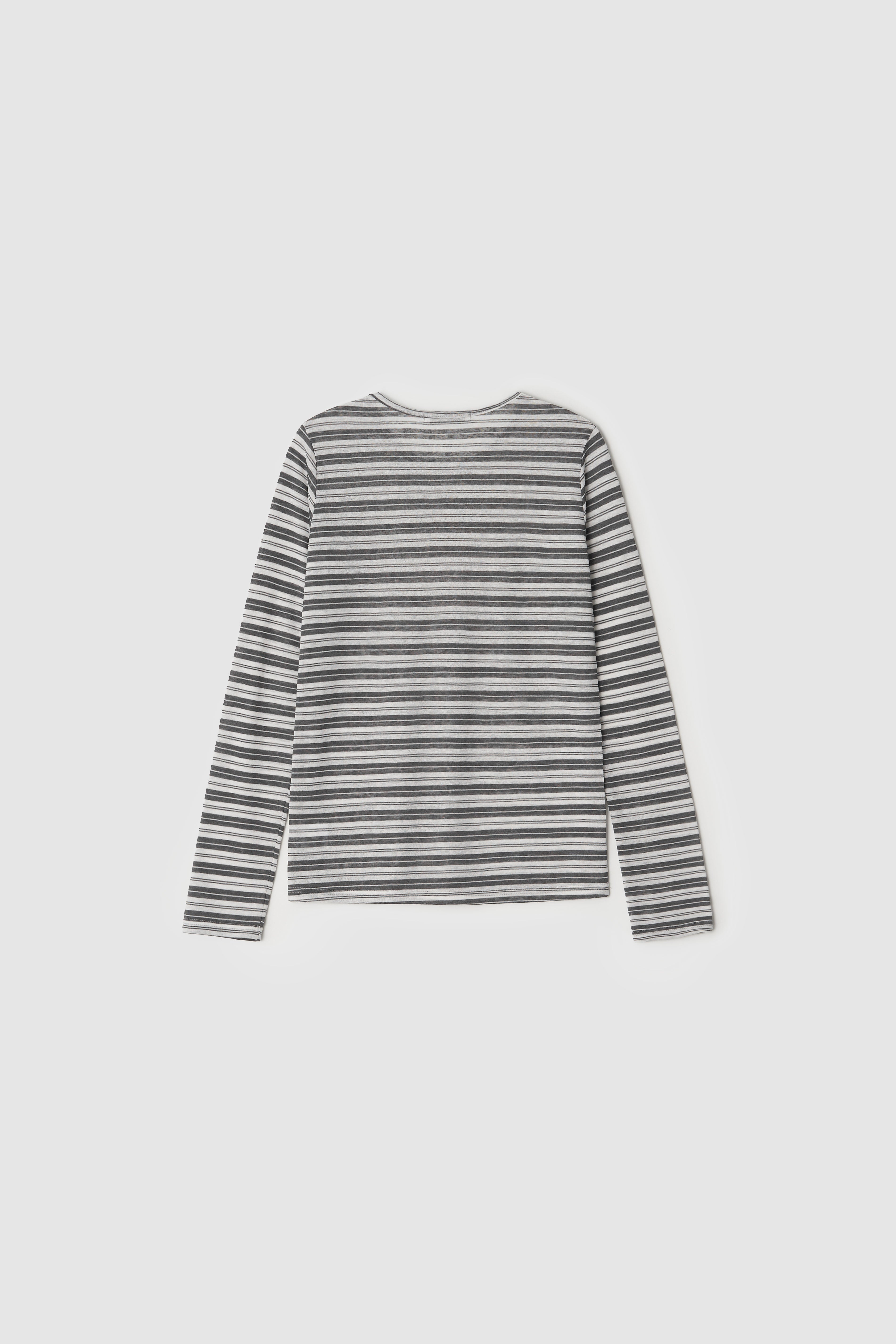 SHEER STRIPE TEE - GREY