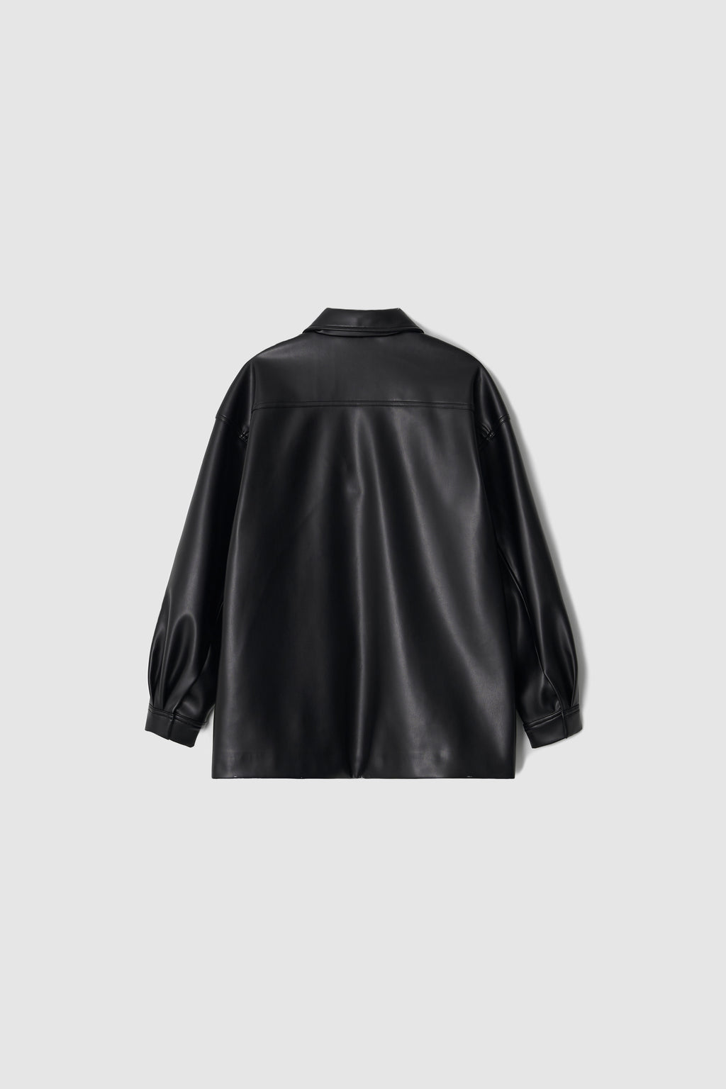 LEATHER HALF COAT - BLACK