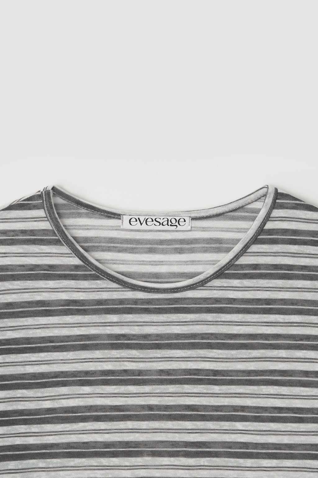 SHEER STRIPE TEE - GREY