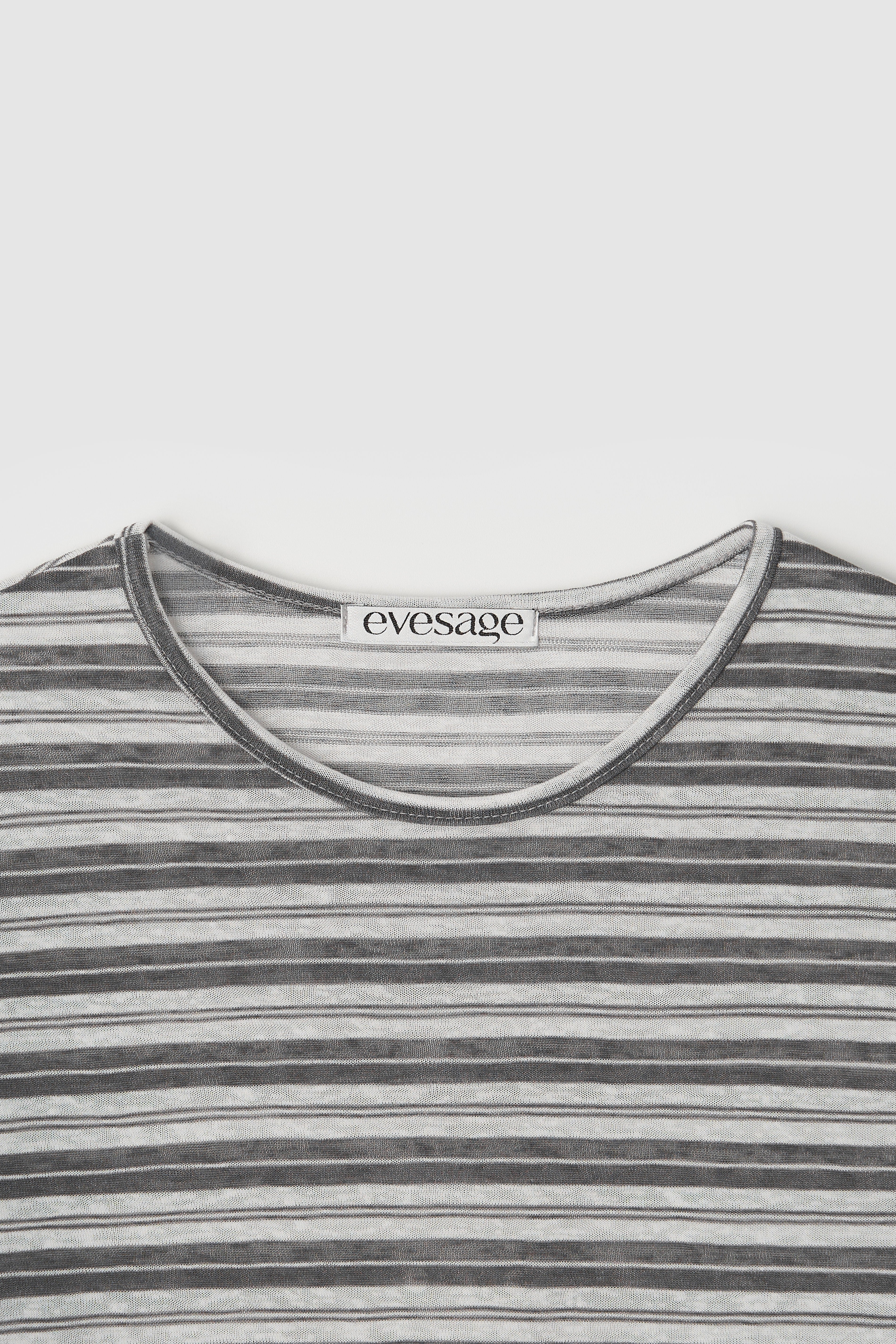 SHEER STRIPE TEE - GREY