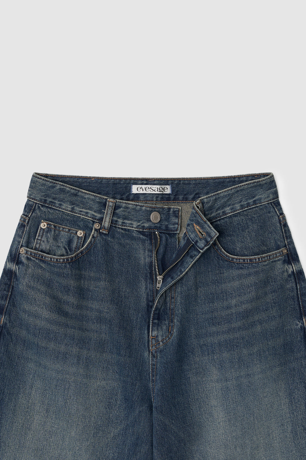 LOW RISE WIDE DENIM - DEEP BLUE