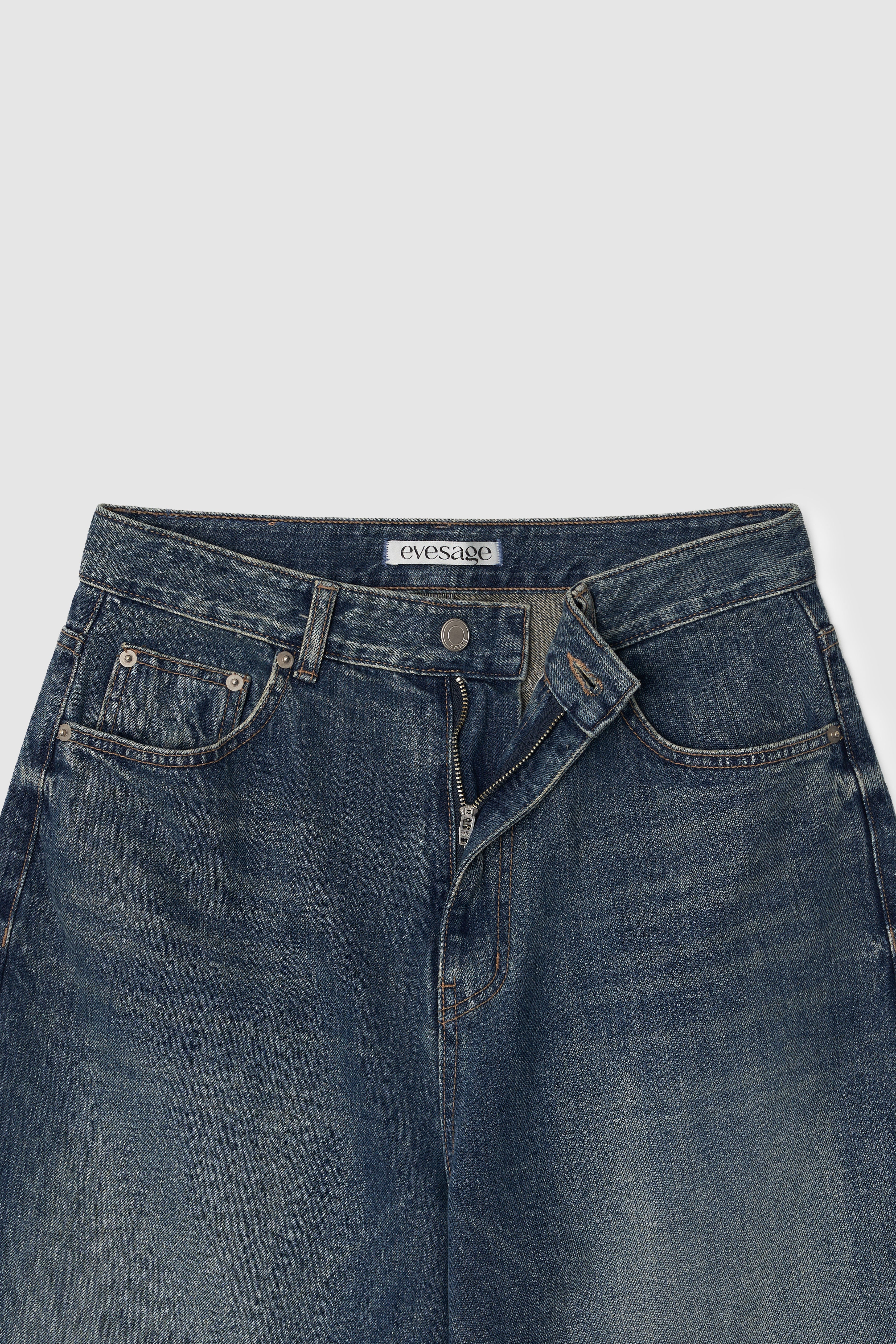 LOW RISE WIDE DENIM - DEEP BLUE