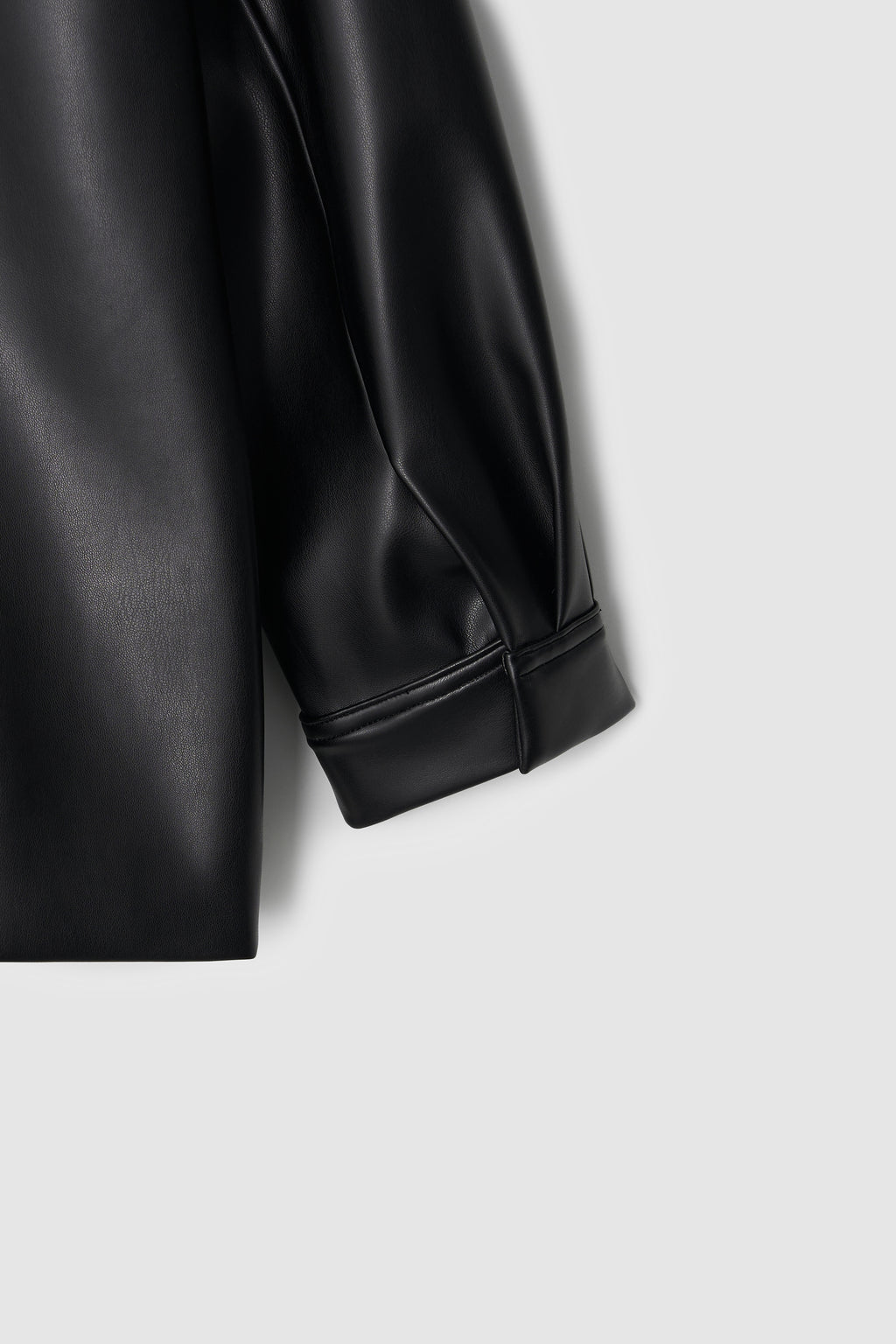 LEATHER HALF COAT - BLACK
