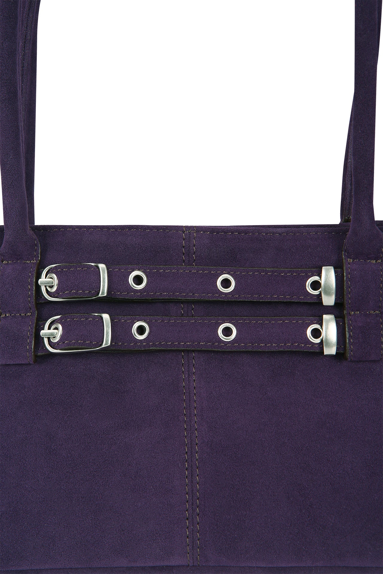 Mini belted boat bag (suede grape)
