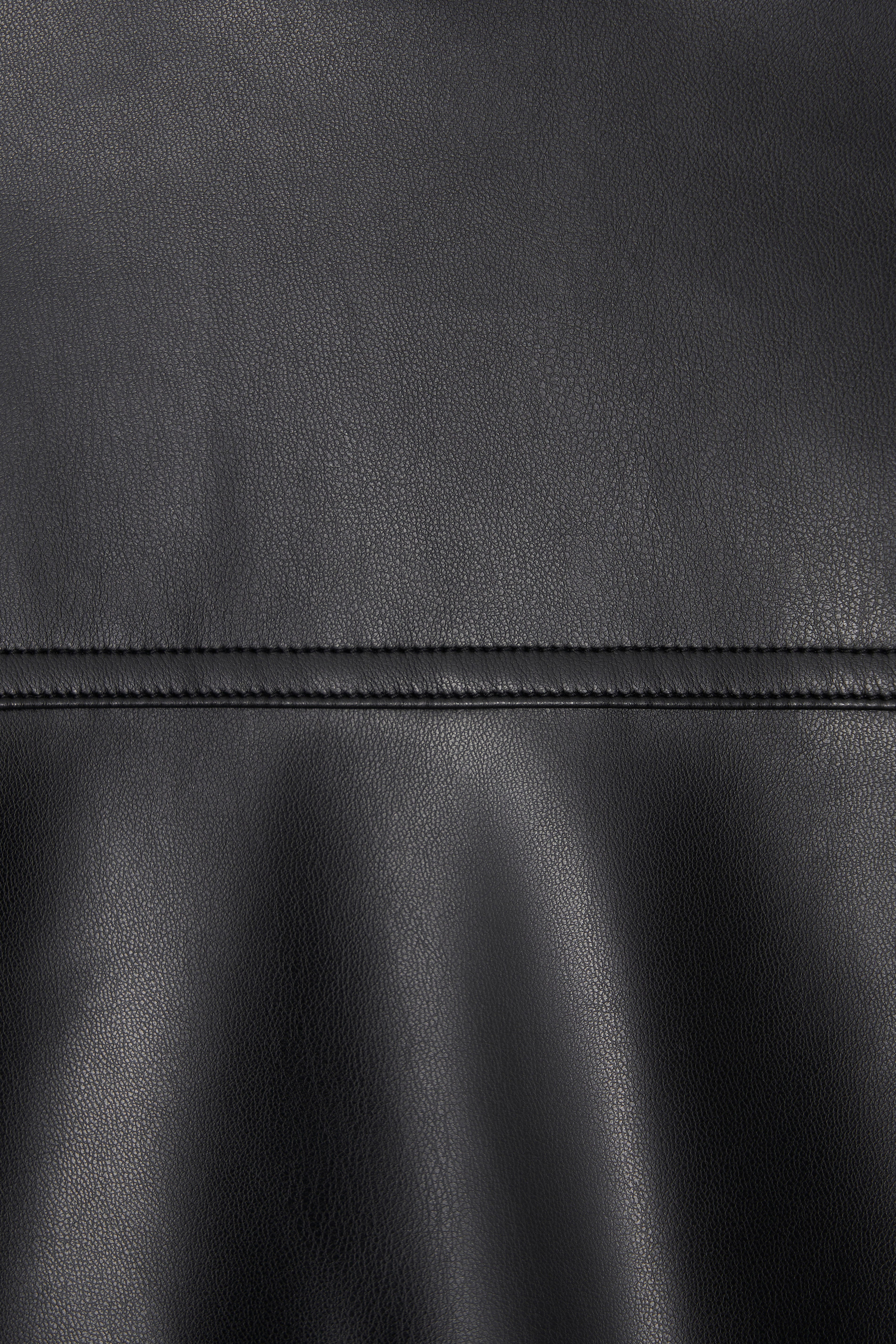 LEATHER HALF COAT - BLACK