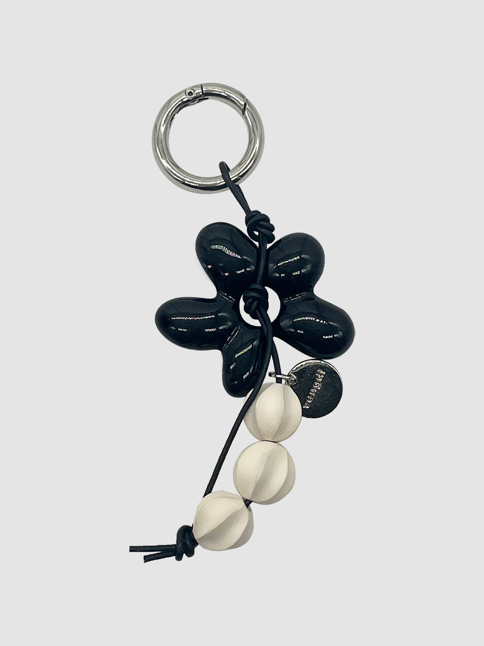 Flower Woodball Keyring - Black