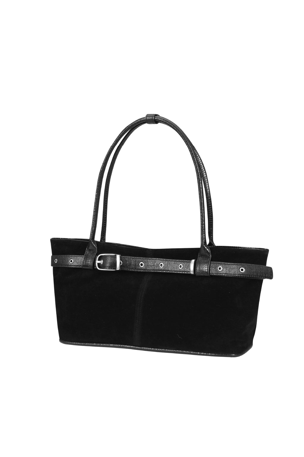 belted boat bag (suede black)
