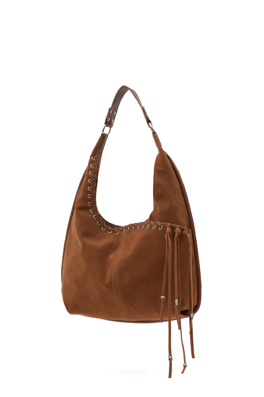 medium slash hobo bag (suede camel)