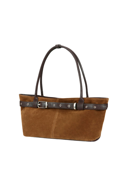 belted boat bag (suede camel)